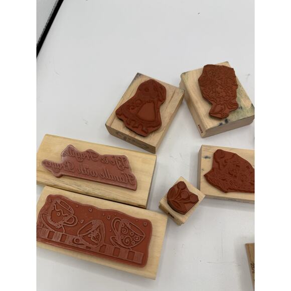 12 Wood Rubber Stamps A Variety Of Images - Picture 6 of 9
